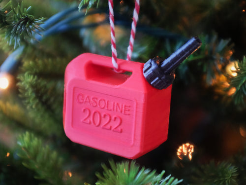 Gas Can Ornament to remember the year we couldn't afford it