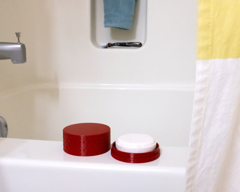 Load image into Gallery viewer, Travel Ready Round Shampoo Bar Holder with Lid, Soap Saver
